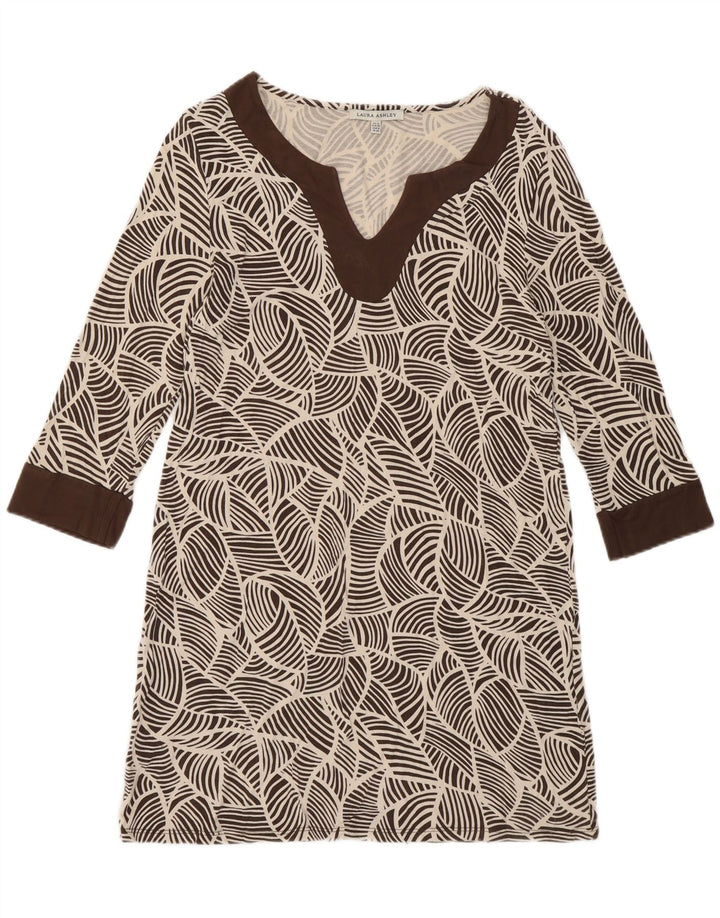 LAURA ASHLEY Womens Abstract Pattern Tunic Dress UK 12 Medium  Brown Vintage Laura Ashley and Second-Hand Laura Ashley from Messina Hembry 