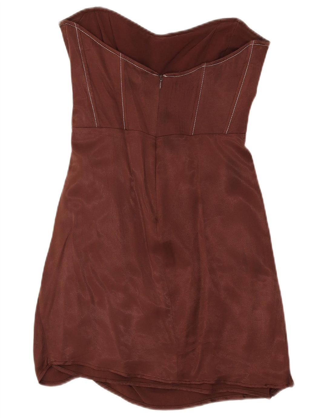 Abito senza spalline da donna Zara UK 12 Viscosa marrone medio