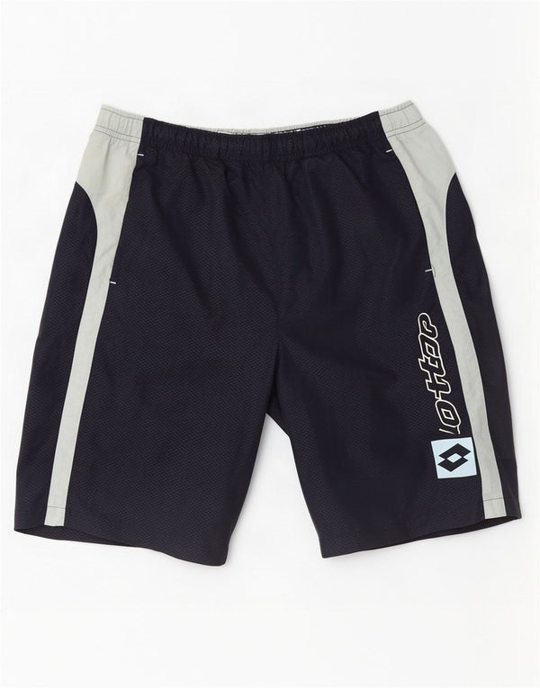 Pantaloncini sportivi grafici da uomo Lotto UK 40/42 Large in nylon color block blu navy