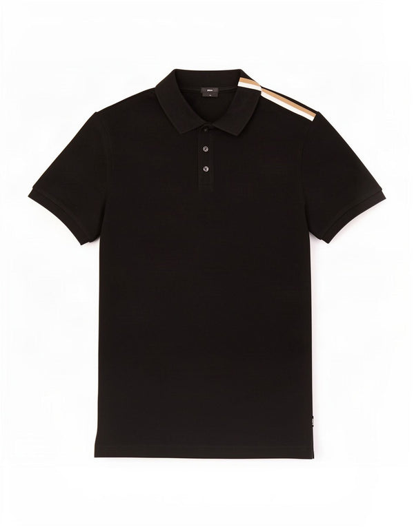 Polo da uomo slim fit Hugo Boss grande in cotone color block nero