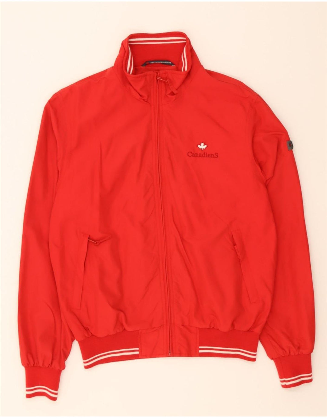 CANADIENS Mens Bomber Jacket IT 48 Medium Red Cotton Vintage Canadiens and Second-Hand Canadiens from Messina Hembry 
