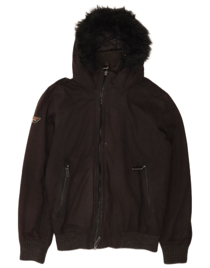 Giubbotto bomber con cappuccio da uomo Superdry UK 38 medio nero