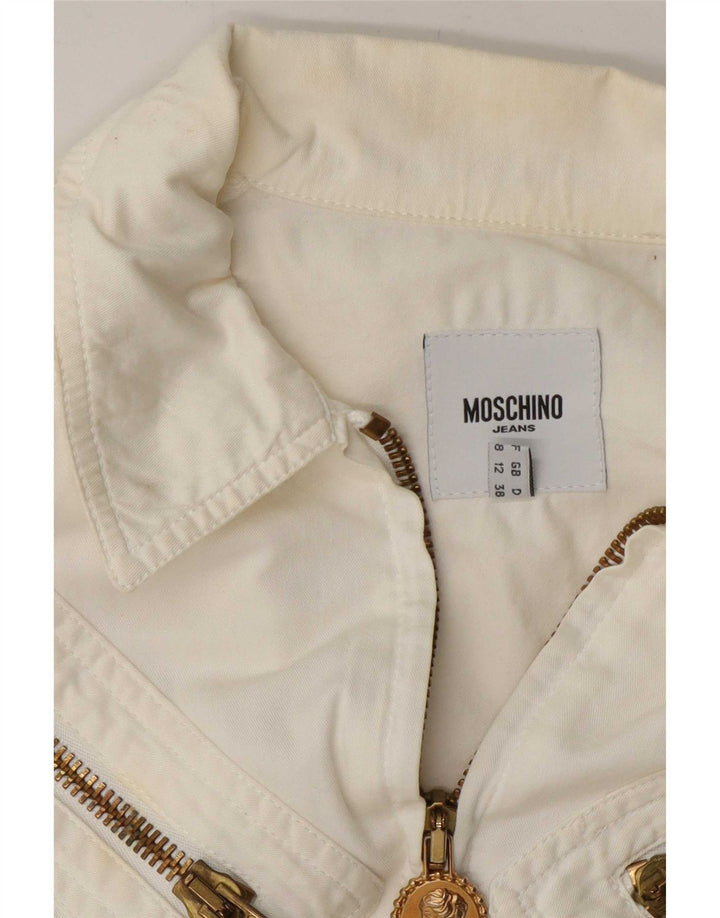 Giubbotto bomber da donna Moschino UK 12 medio cotone bianco sporco