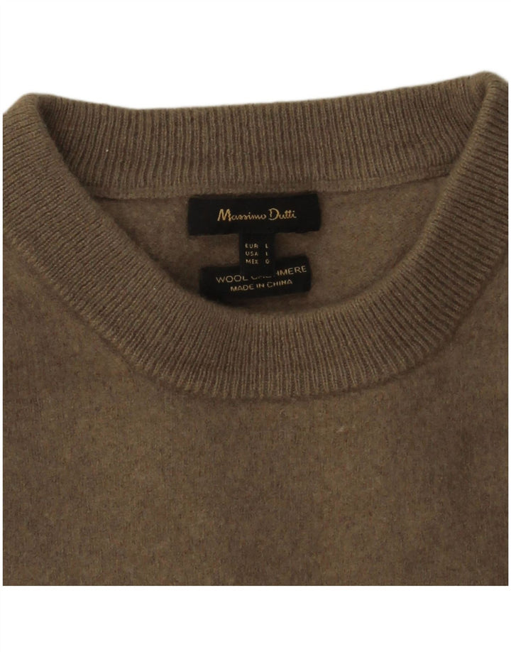 Maglione maglione girocollo da donna Massimo Dutti UK 14 grande lana grigia