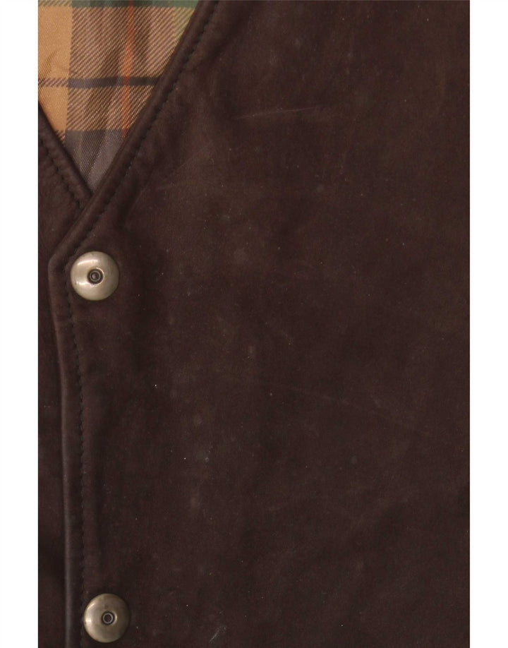 Gilet in pelle da uomo vintage IT 56 2XL Marrone