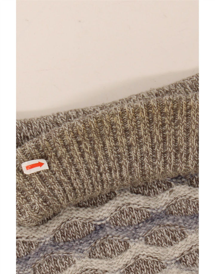 Maglione vintage da uomo con collo alto e maglione di lana a righe grigie grandi