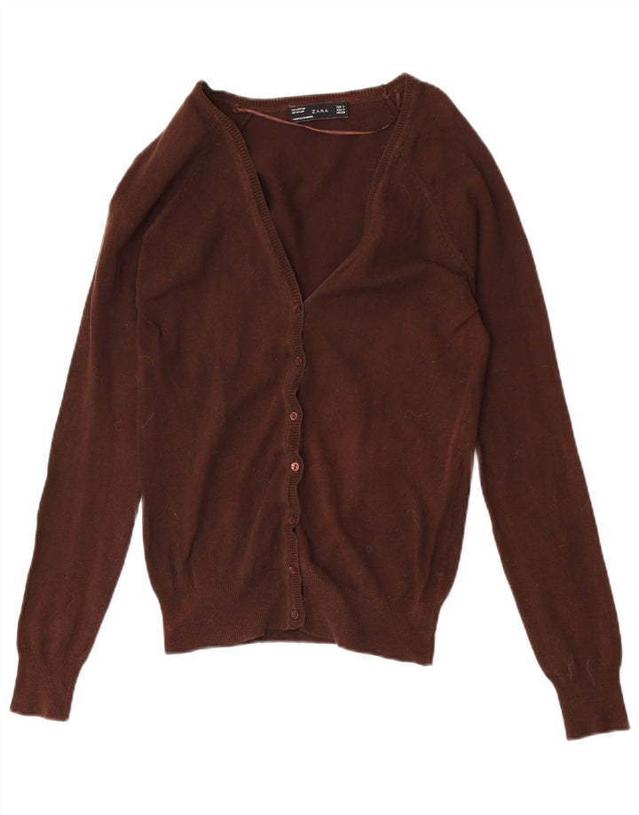 Maglione cardigan da donna Zara UK 12 cotone marrone medio