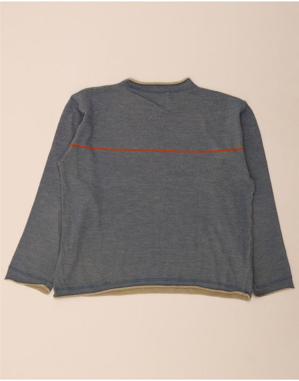 Home Boy Maglione da uomo con scollo a barca, maglione a righe grandi blu