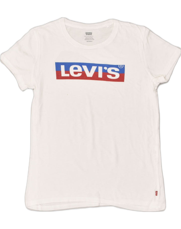 LEVI'S Womens Graphic T-Shirt Top UK 6 XS White | Vintage Levi's | Thrift | Second-Hand Levi's | Used Clothing | Messina Hembry 
