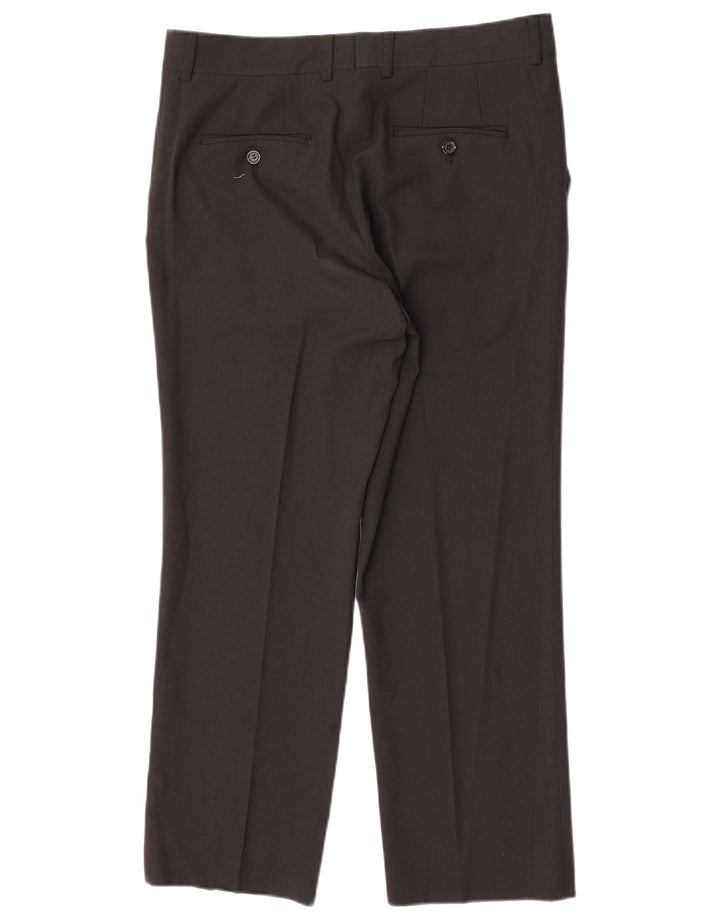 Pantaloni da abito dritti da uomo Zara EU 44 Large W34 L27 Poliestere nero