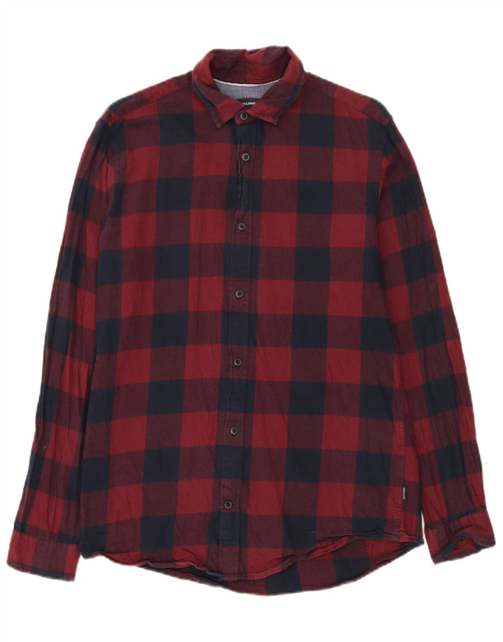 Camicia da uomo in flanella vestibilità regolare Jack & Jones in cotone a quadretti rosso medio