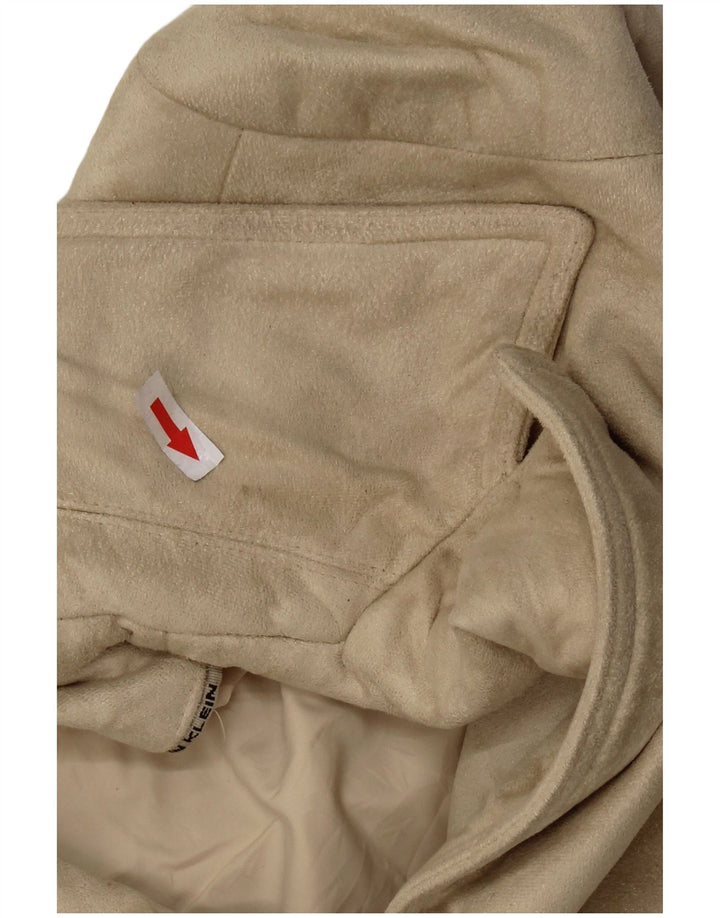 CALVIN KLEIN Giacca blazer a 3 bottoni da donna UK 16 Large Beige Poliestere