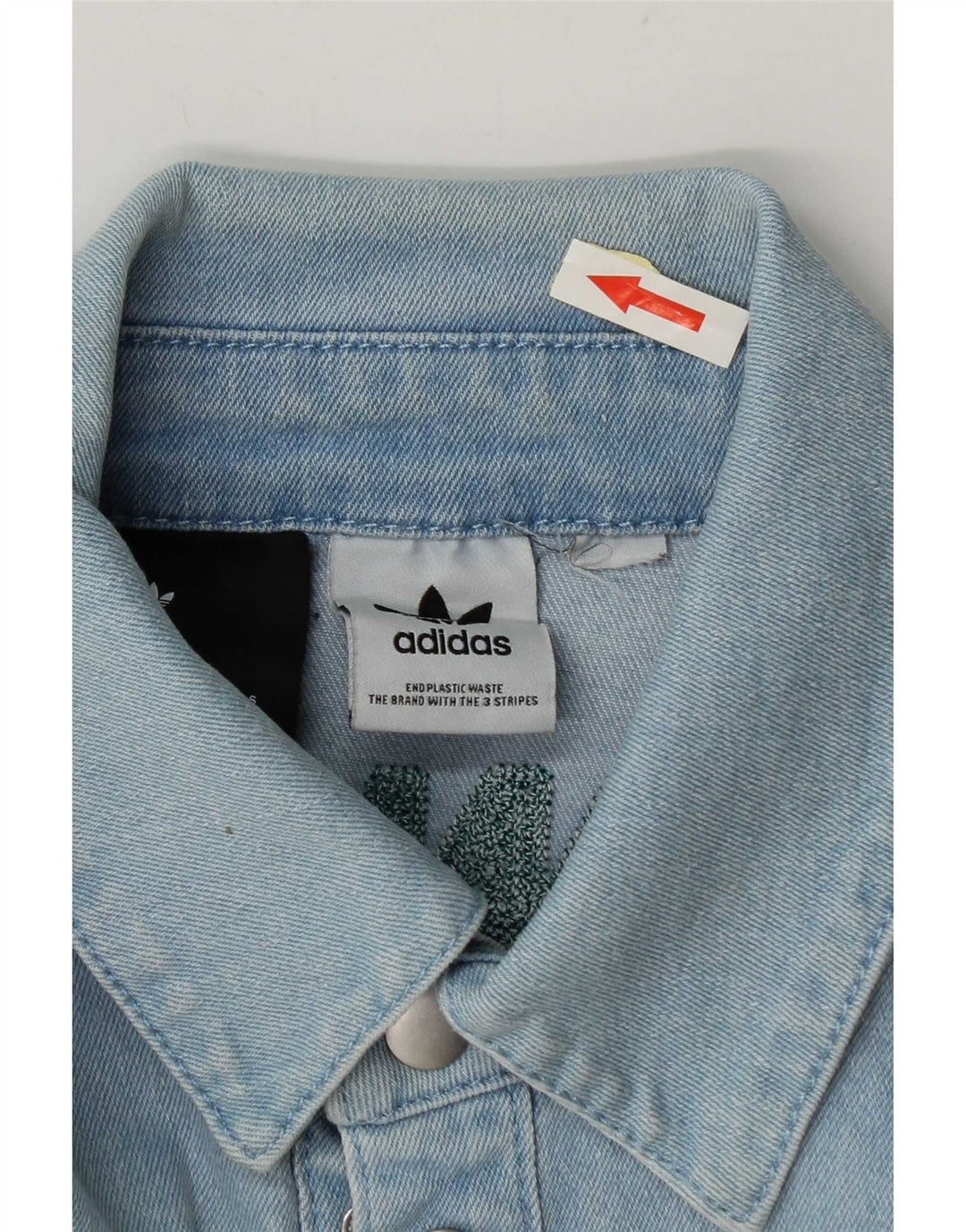 Camicia in denim a maniche corte con grafica Adidas da uomo blu medio