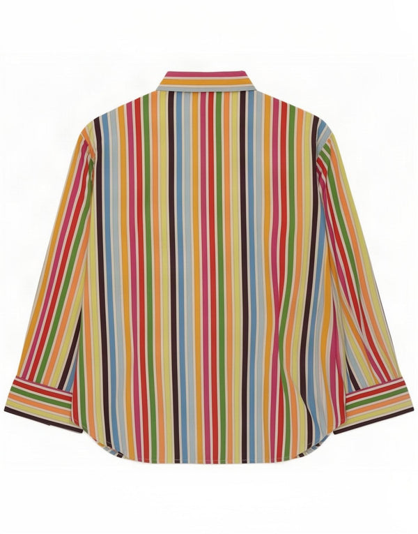 Lacoste Womens Shirt Size 42 Medium Multicoloured Striped Cotton