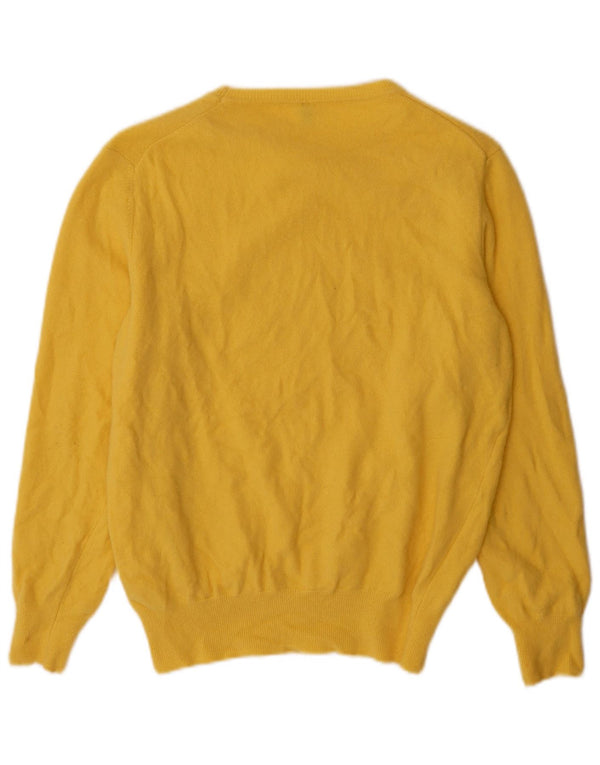 Maglione da donna con scollo a barca Benetton UK 18 XL Lana vergine gialla