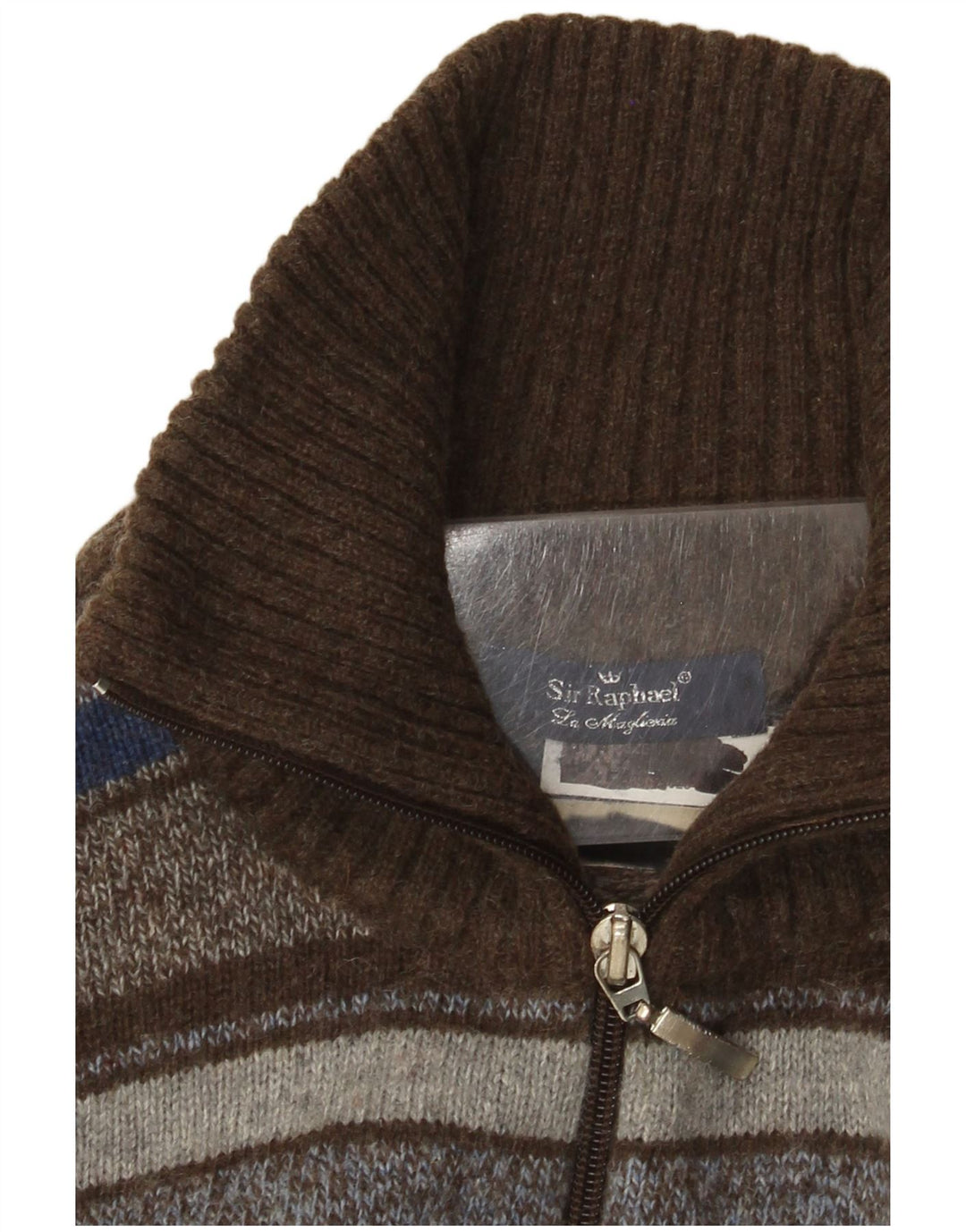 Maglione cardigan da uomo vintage a righe multicolori medie