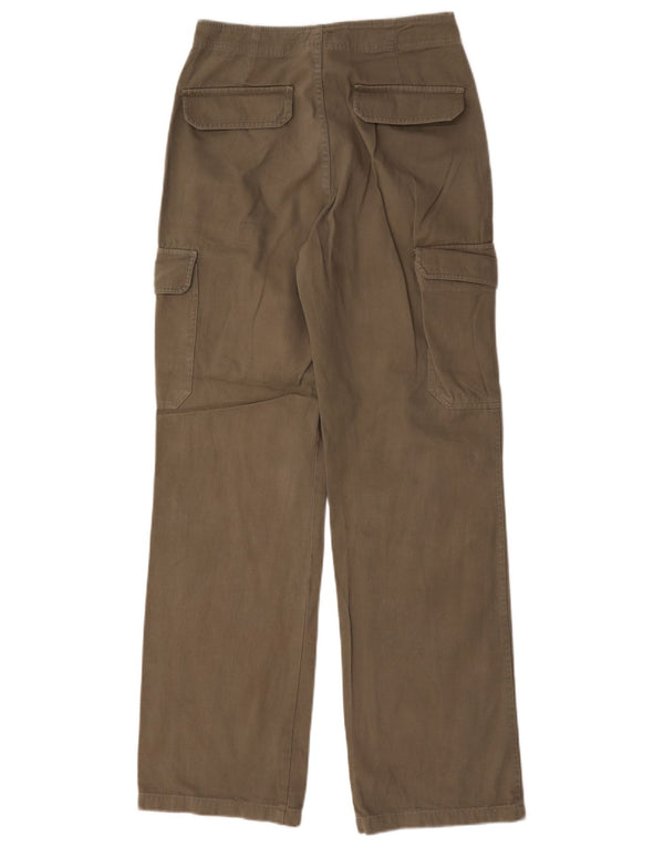 Pantaloni cargo dritti da donna Zara EU 36 XS W26 L31 cotone kaki
