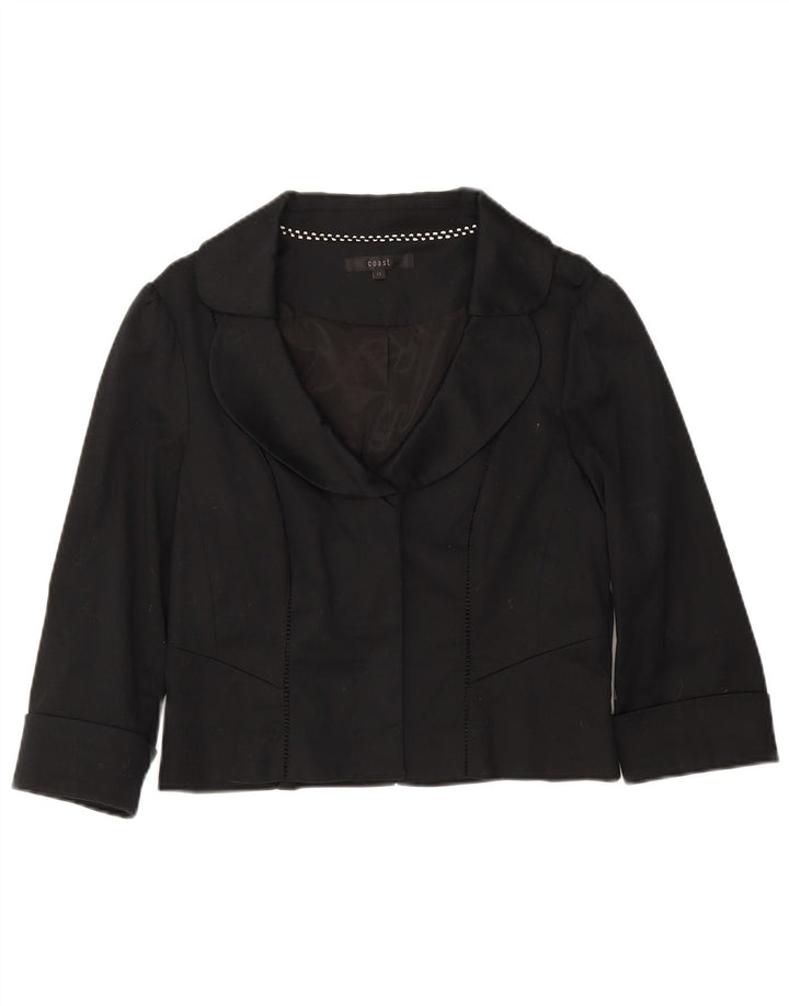 Giacca blazer con maniche a 3/4 corta da donna Coast UK 14 cotone nero medio