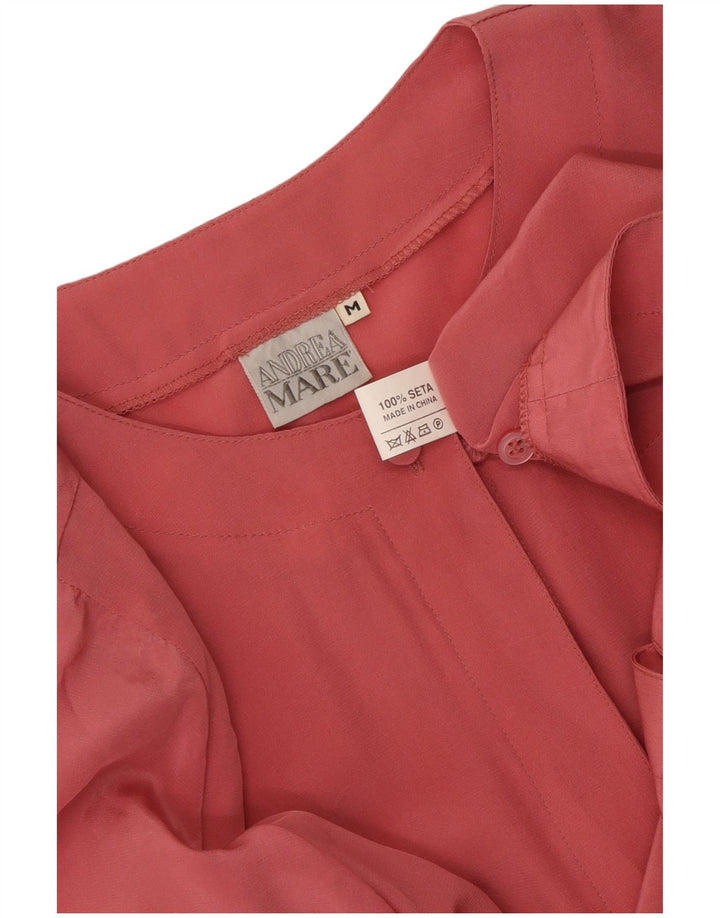 Camicetta camicia oversize da donna Andrea Mare UK 14 Seta rosa media