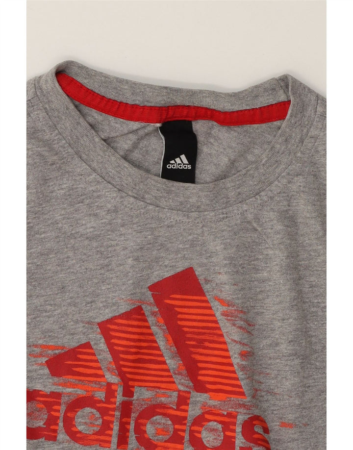 ADIDAS Boys Graphic T-Shirt Top 13-14 Years Grey Vintage Adidas and Second-Hand Adidas from Messina Hembry 