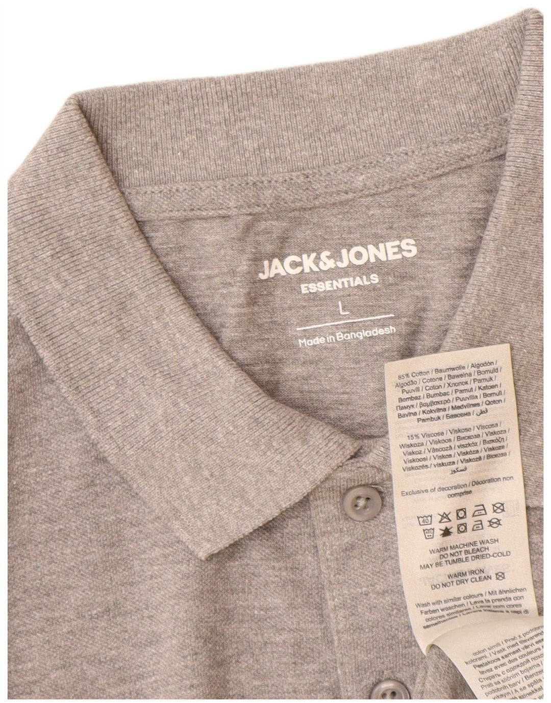 Polo da uomo Jack & Jones grande in cotone grigio