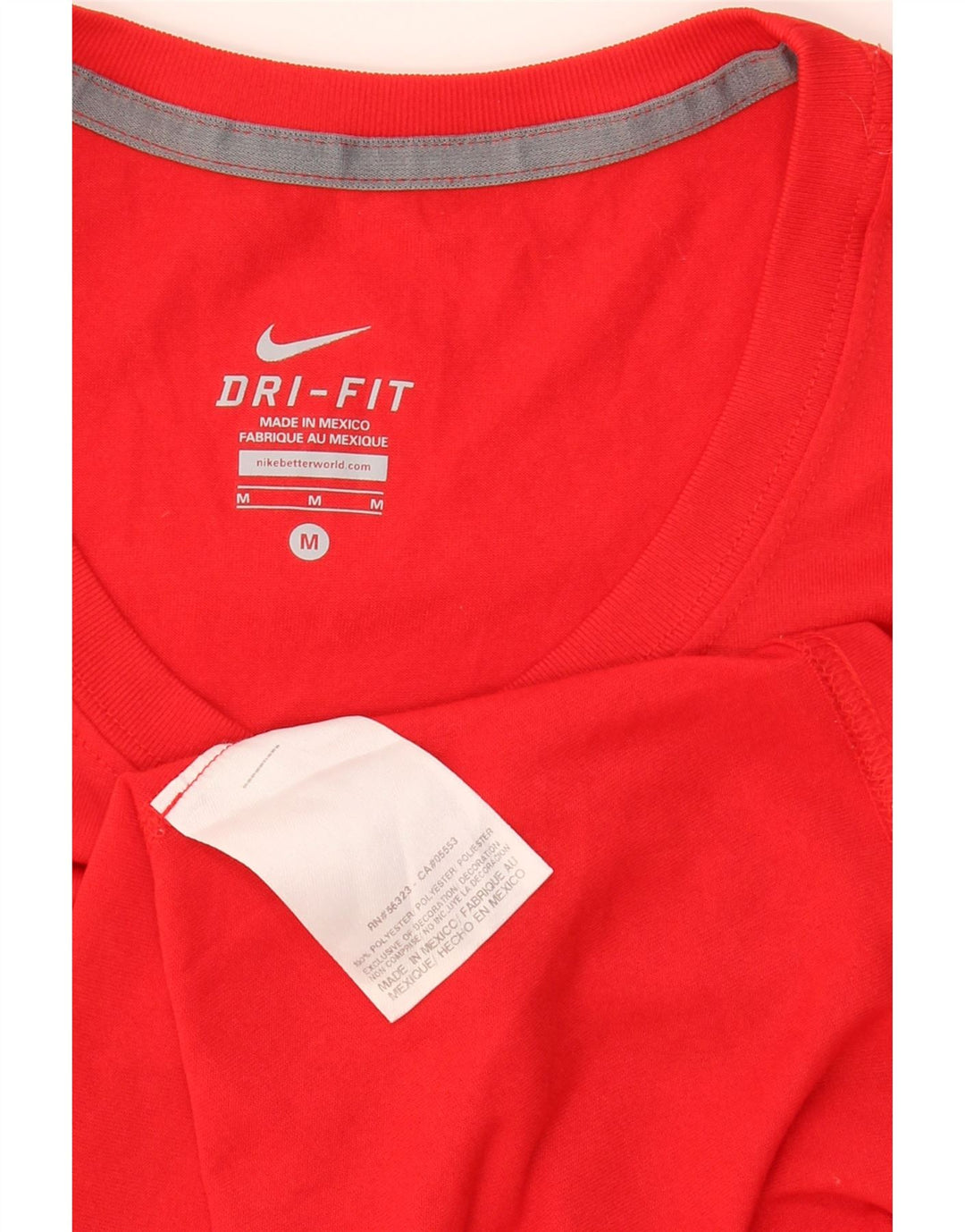 NIKE Womens Dri Fit Graphic T-Shirt Top UK 12 Medium Red Polyester Vintage Nike and Second-Hand Nike from Messina Hembry 
