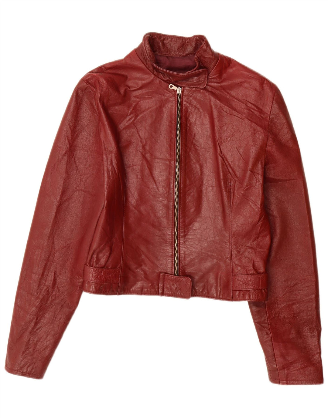 Giacca in pelle da donna VINTAGE UK 10 Piccola pelle bordeaux