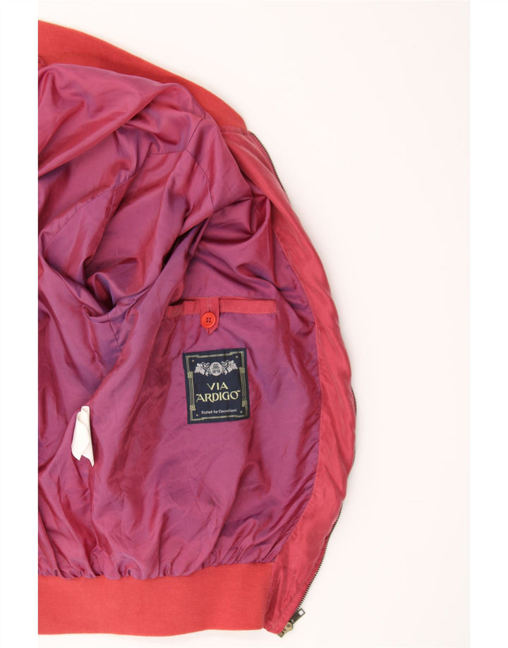VIA ARDIGO Mens Bomber Jacket IT 54 2XL Red Silk Vintage Via Ardigo and Second-Hand Via Ardigo from Messina Hembry 