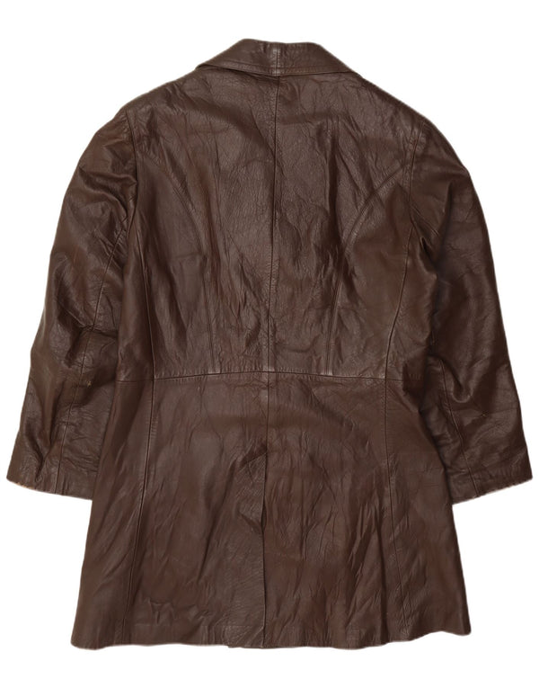 Cappotto in pelle doppio petto vintage da uomo UK 36 piccolo bordeaux