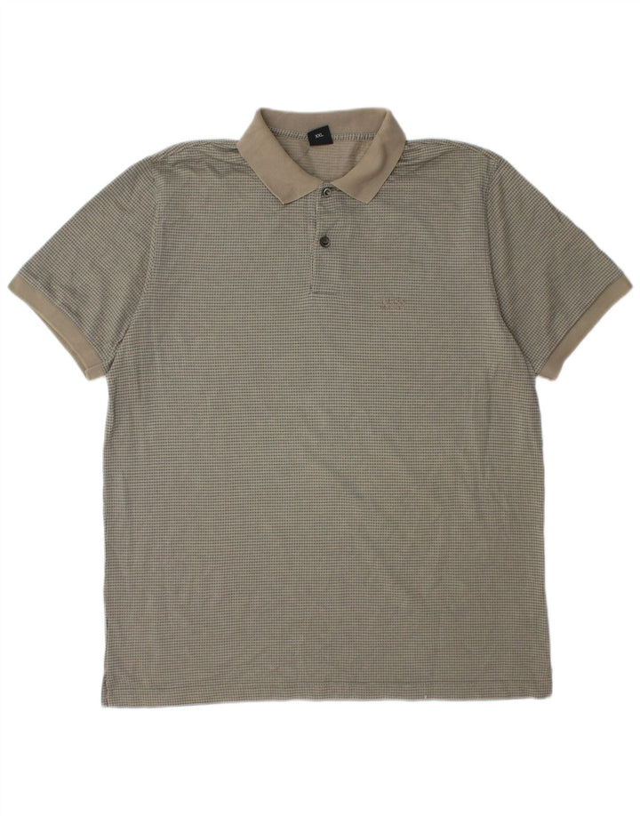 Polo da uomo HUGO BOSS 2XL in cotone geometrico beige