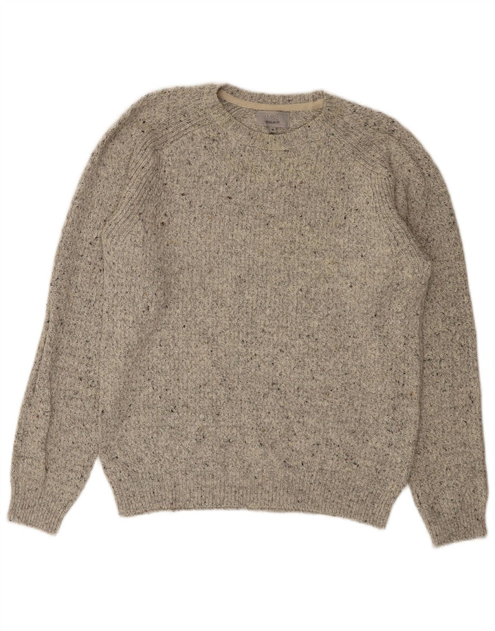 Maglione maglione girocollo da uomo Marks & Spencer grigio medio chiazzato