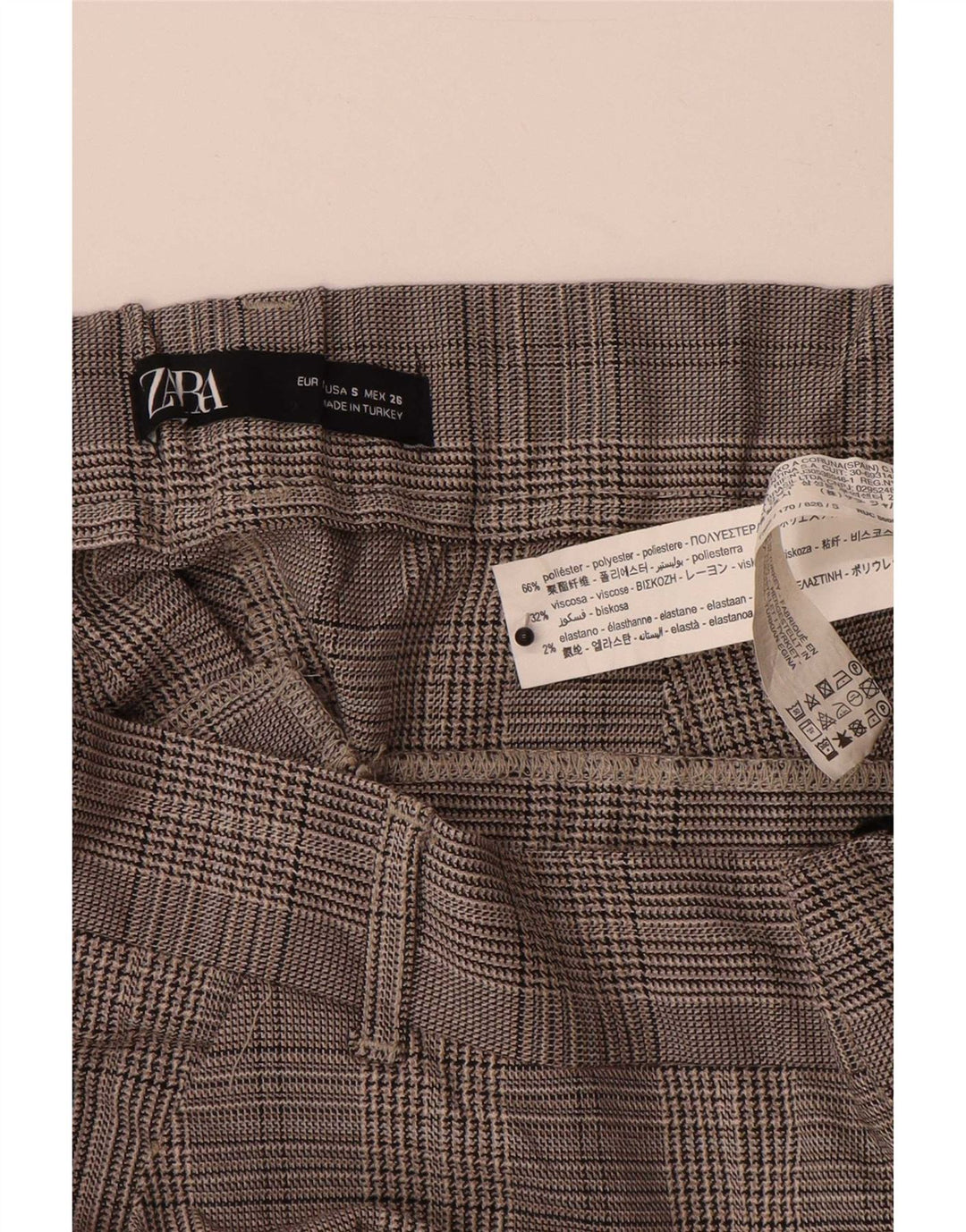 Pantaloni da abito slim corti Zara da donna piccoli W26 L24 pied de poule grigi