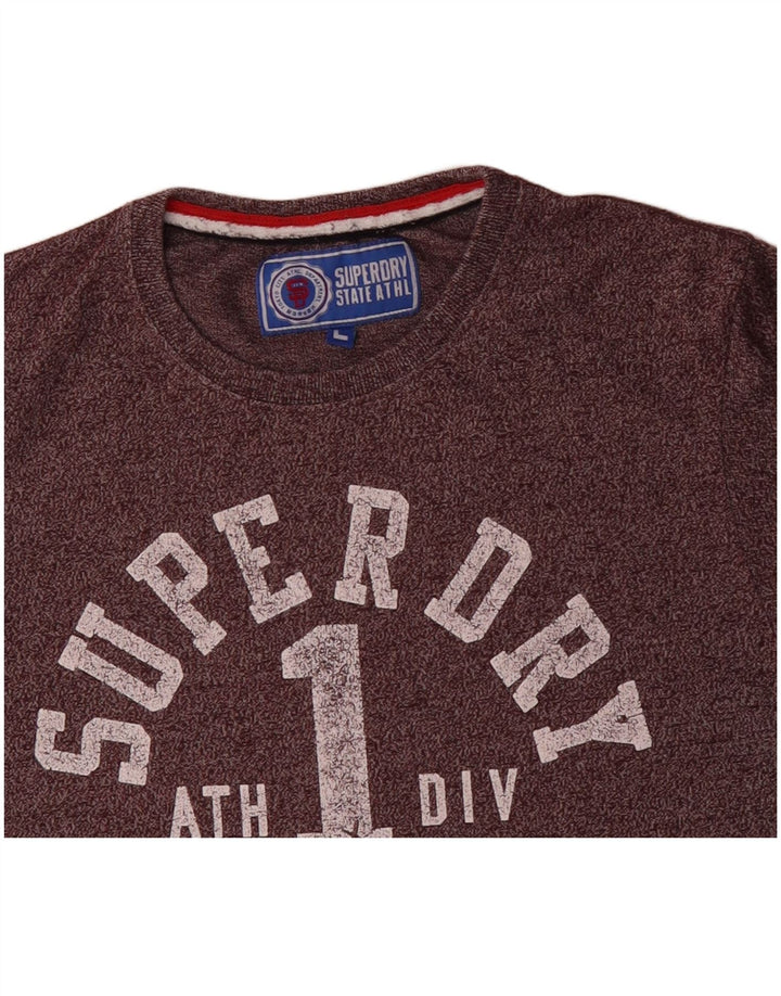 T-shirt grafica da uomo SUPERDRY Top grande in cotone screziato viola