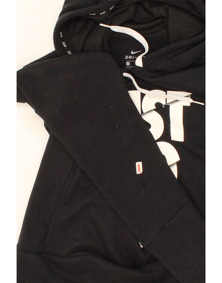NIKE Womens Dri Fit Graphic Hoodie Jumper UK 10 Small Black Polyester Vintage Nike and Second-Hand Nike from Messina Hembry 