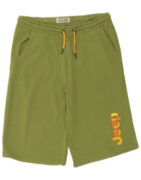Jeep Mens Graphic Sport Shorts Medium  Green Cotton