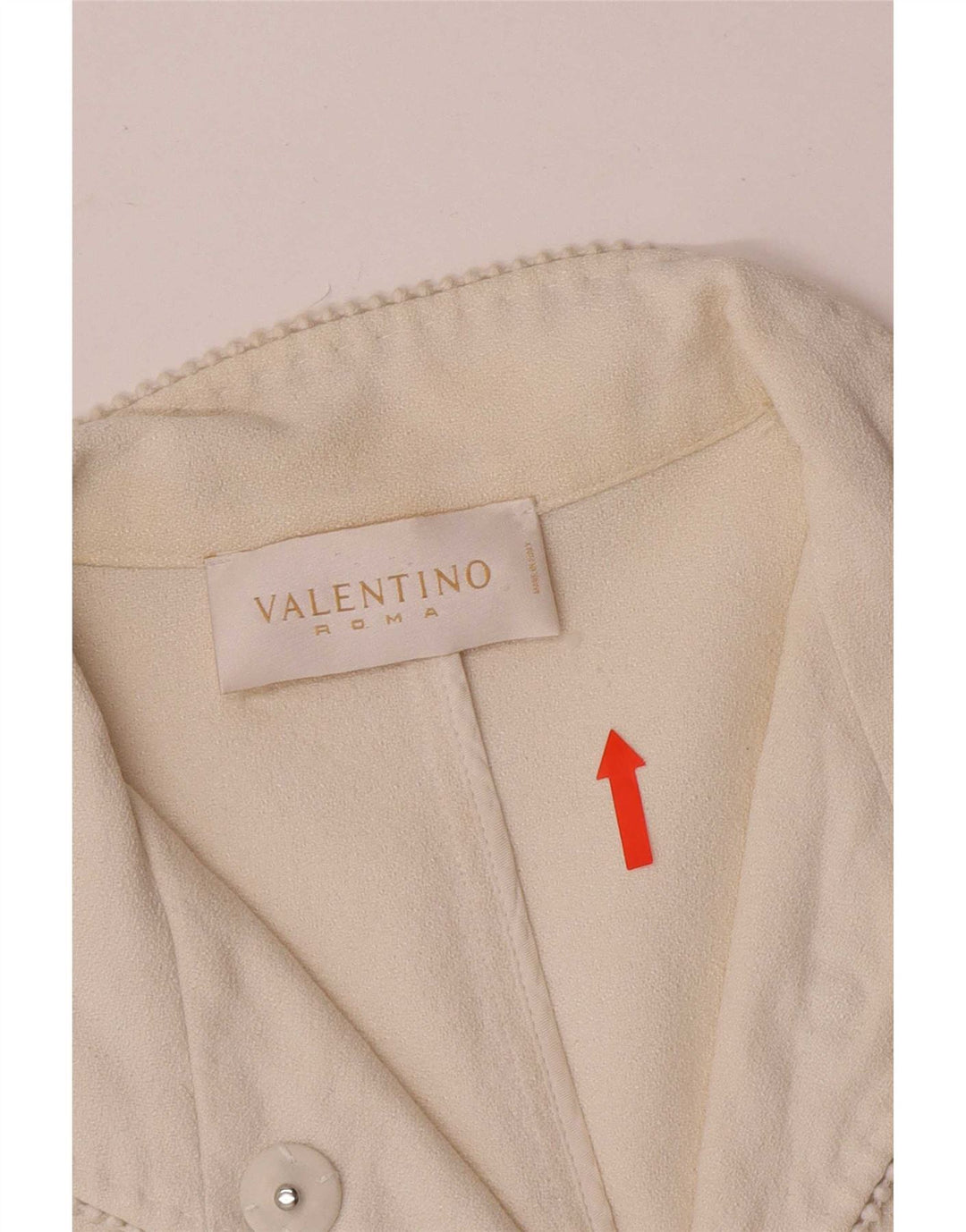 Giacca blazer corta da donna a 1 bottone Valentino IT 44 cotone bianco sporco medio