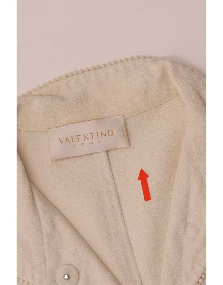 Giacca blazer corta da donna a 1 bottone Valentino IT 44 cotone bianco sporco medio