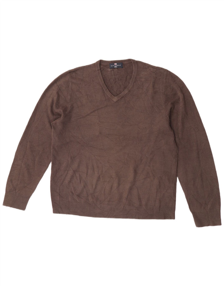 Maglione da uomo con scollo a V blu Harbour Marks & Spencer marrone medio