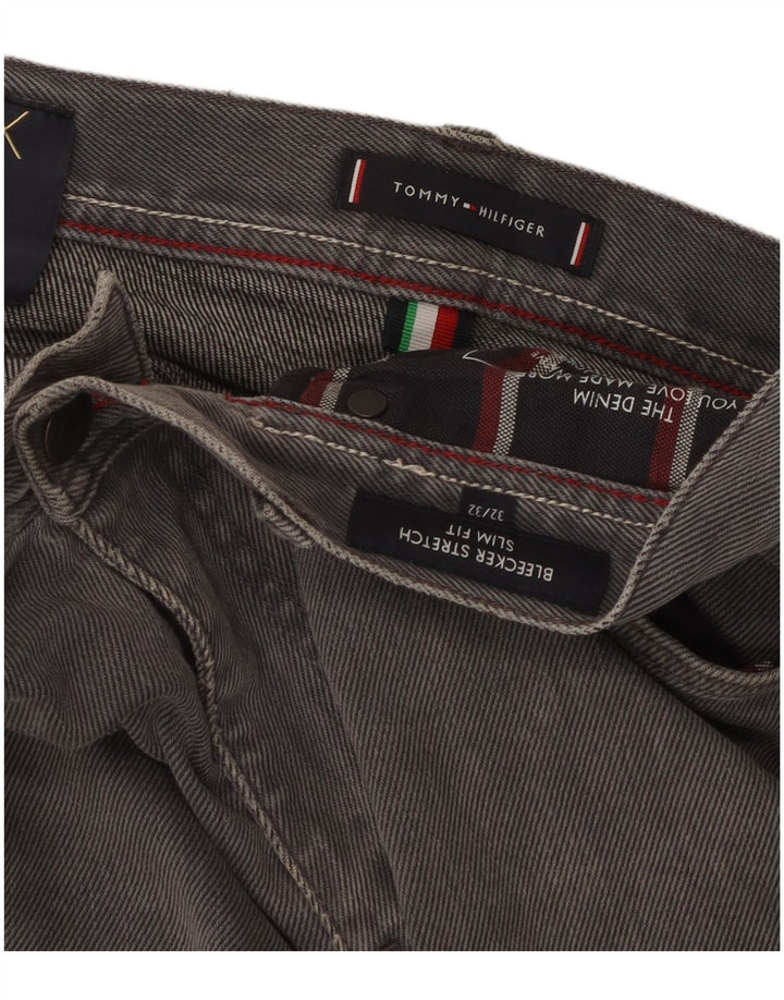 Tommy Hilfiger Uomo Bleecker Slim Jeans W32 L32 Cotone Grigio