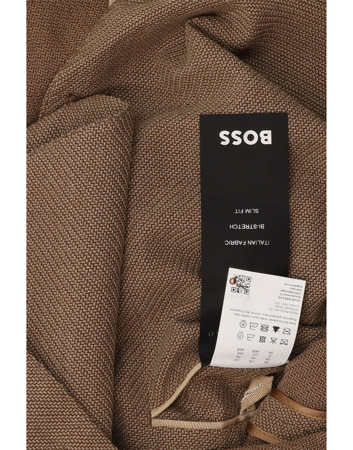 Giacca blazer da uomo slim fit a 2 bottoni Hugo Boss EU 56 3XL lana vergine marrone