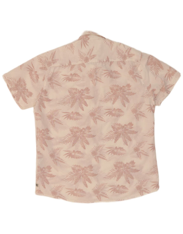 Camicia da uomo a maniche corte, vestibilità regolare, Pioneer, in cotone floreale bianco grande