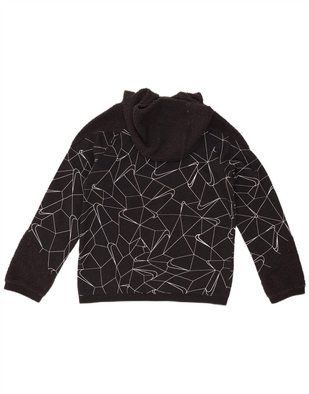 Maglione con cappuccio e zip NIKE per ragazzi 12-13 anni Large in cotone geometrico nero