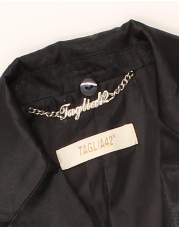 VINTAGE Womens 3 Button Blazer Jacket IT 42 Medium Black Vintage Vintage and Second-Hand Vintage from Messina Hembry 
