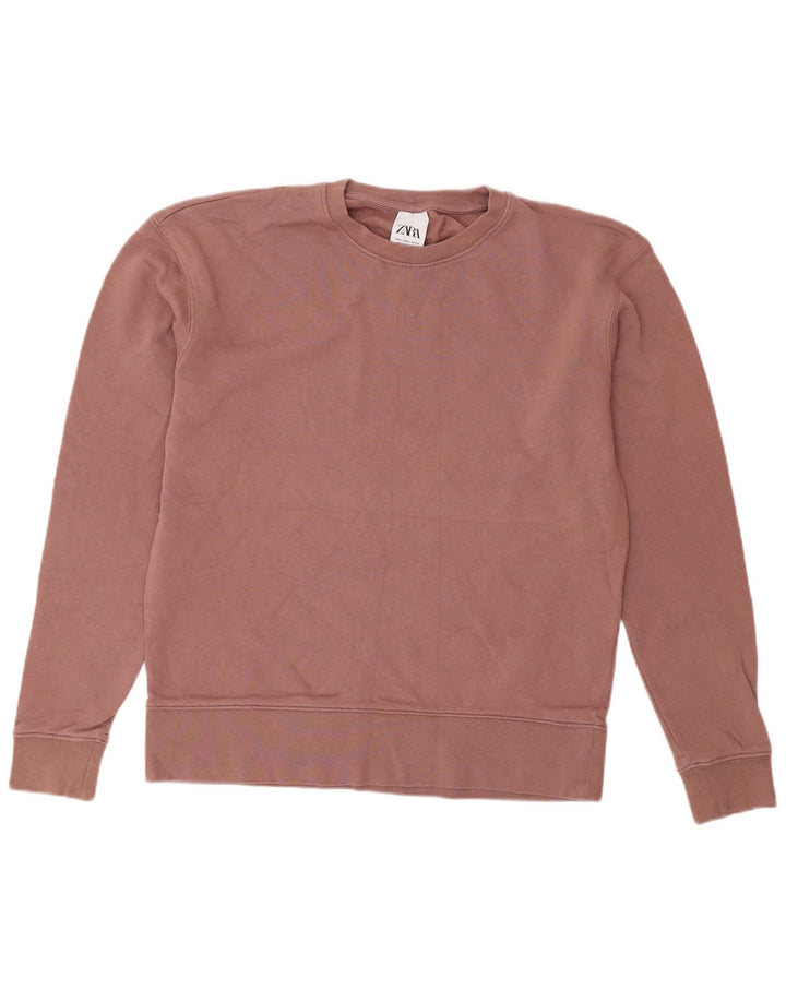 ZARA Felpa Uomo Maglione Small Rosa Cotone