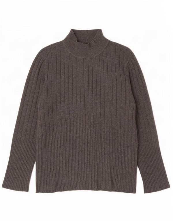 Maglione maglione a collo alto da donna Marks & Spencer UK 12 Viscosa grigio medio