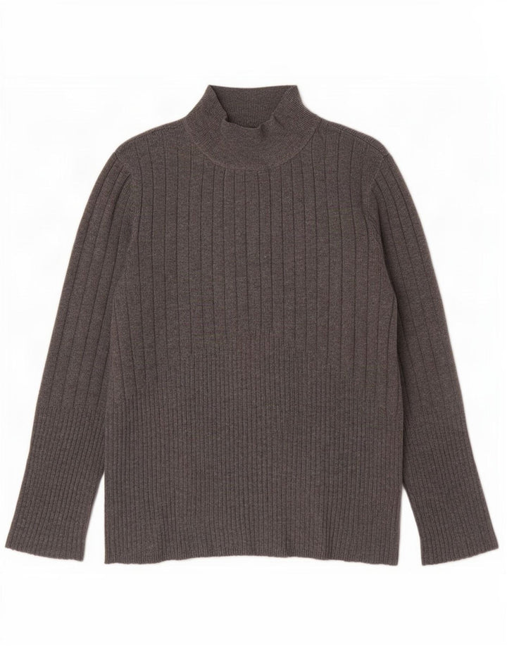 Maglione maglione a collo alto da donna Marks & Spencer UK 12 Viscosa grigio medio