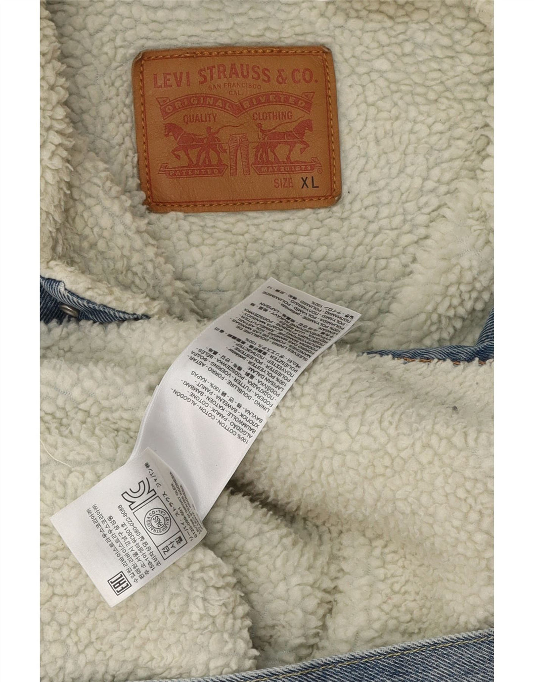 LEVI'S Giacca in denim Sherpa da uomo UK 42 XL Cotone blu