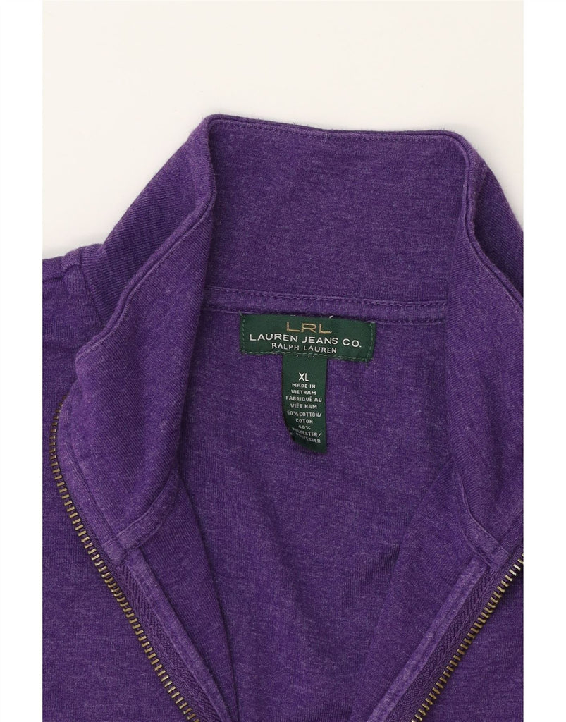 RALPH LAUREN Womens Zip Neck Pullover Tracksuit Top UK 18 XL Purple Cotton Vintage Ralph Lauren and Second-Hand Ralph Lauren from Messina Hembry 