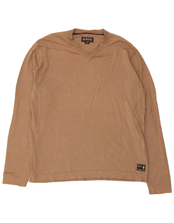 Maglione da uomo con scollo a V Marlboro Classics XL Beige