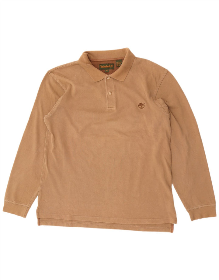 Polo da uomo a manica lunga Timberland in cotone beige medio